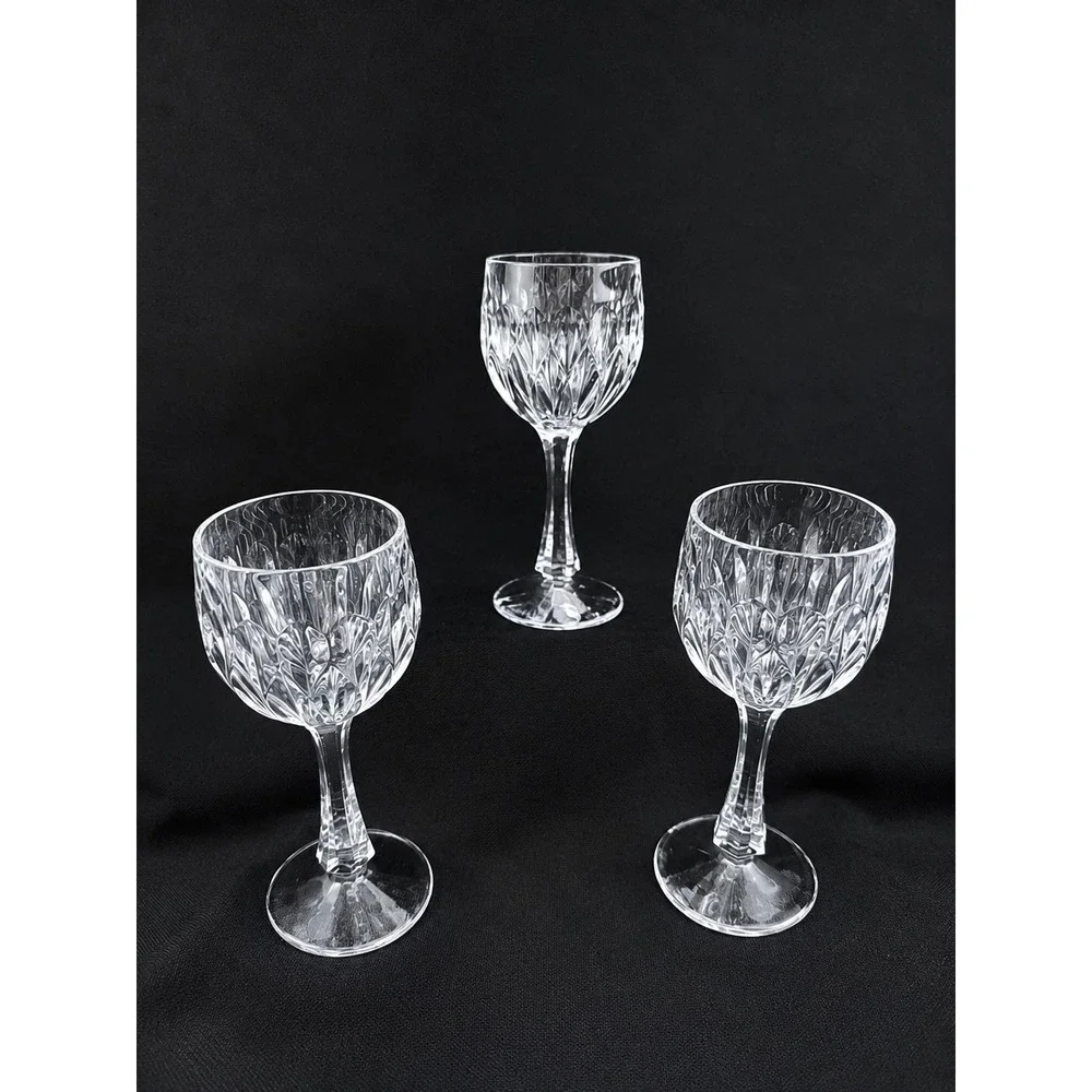 Nachtmann Crystal Edelweiss Claret Wine Goblets Set of 3 German Lead Glass 6.75